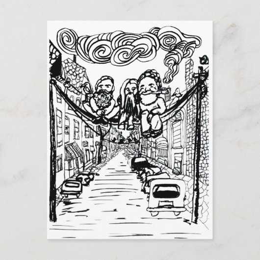 Dekken op een draad briefkaart (Voorkant)