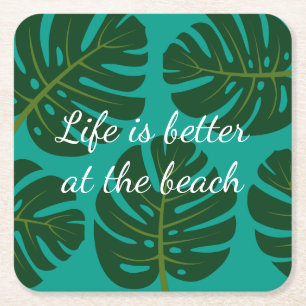 Dekken voor tropische palmbladflorafdruk kartonnen onderzetters