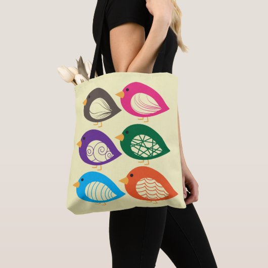 Dekkerige, kleurrijke vogels tote bag (Dichtbij)