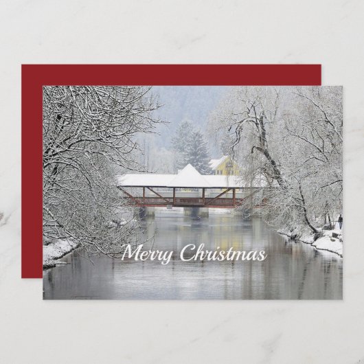 Dekking Bridge Snow Photo Kerstmis Feestdagenkaart (Voorkant / Achterkant)
