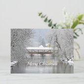 Dekking Bridge Snow Photo Kerstmis Feestdagenkaart (Staand voorkant)