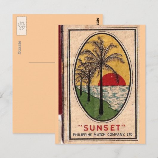 dekking van filippijnse matchbook circa 1940 briefkaart (Voorkant / Achterkant)