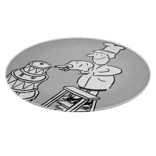 Dekmaker die een reuzengekleurde heek decorbeert snijplank (Hoek)