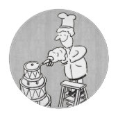 Dekmaker die een reuzengekleurde heek decorbeert snijplank (Voorkant)