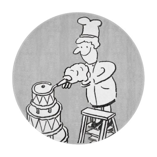 Dekmaker die een reuzengekleurde heek decorbeert snijplank (Voorkant)