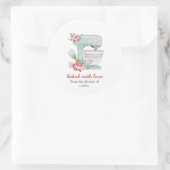 Dekmixer en pipetzak "met liefde doordrenkt" ronde sticker (Tas)