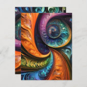 Dekokissen: fraktales modernes design, farbenfroh briefkaart (Voorkant / Achterkant)