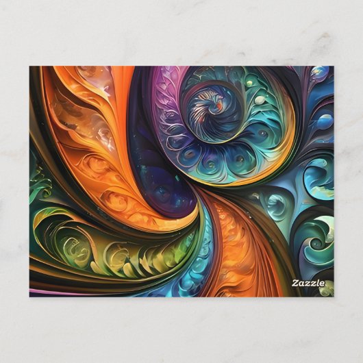 Dekokissen: fraktales modernes design, farbenfroh  briefkaart (Achterkant)