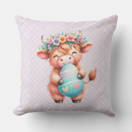 Dekokissen mit einer Oster-Highland-Kuh Kussen