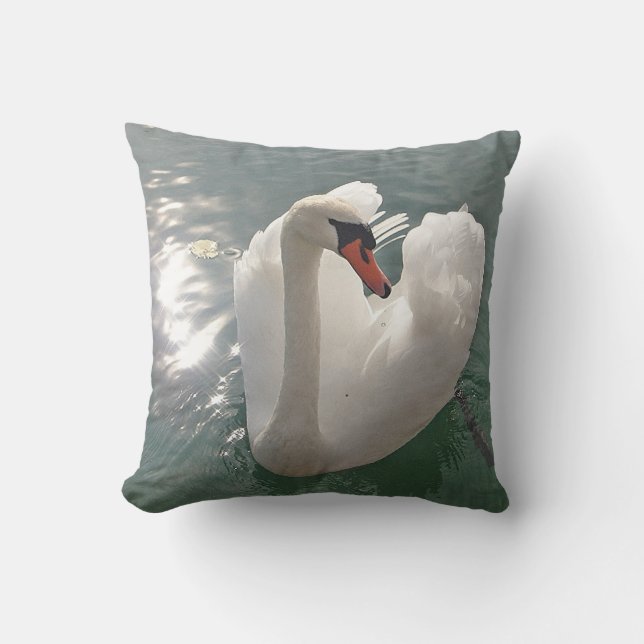 Dekokissen romantischer weisser Schwan Kussen (Voorkant)