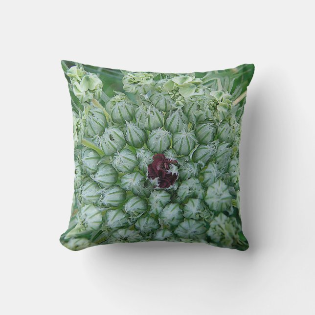 Dekokissen weiss-grüne Wildblüten mit roter Mitte Kussen (Voorkant)