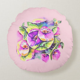 Dekorative rosa Blumen Rond Kussen
