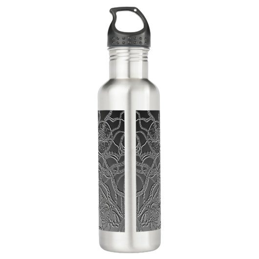 Dekoratives Doodle Muster im grauen Farben Waterfles (Achterkant)