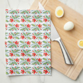 Dekoratives Muster aus roten Blumen Theedoek (Quarter Fold)