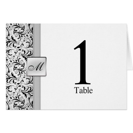 Dekplaatje voor Elegant Monogram Damask Table Plaa (Voorkant Horizontaal)
