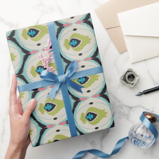 Deksel kleurrijke roze groene ikkerribpatronen cadeaupapier (Geschenken)