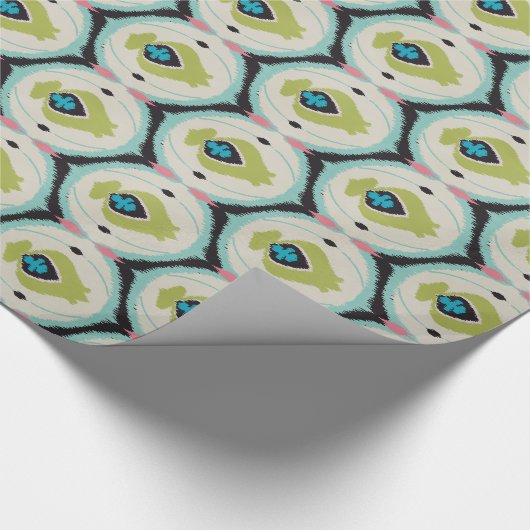 Deksel kleurrijke roze groene ikkerribpatronen cadeaupapier (Hoek)