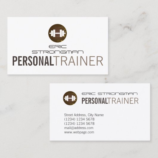 Deksel met fitnessdumlstijl visitekaartje (Voorkant / Achterkant)