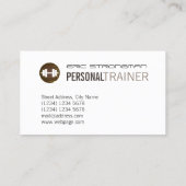 Deksel met fitnessdumlstijl visitekaartje (Achterkant)