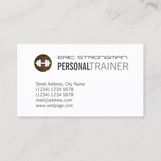 Deksel met fitnessdumlstijl visitekaartje (Achterkant)