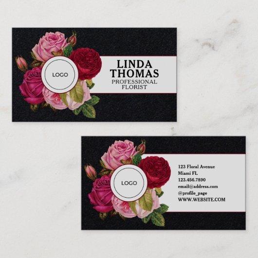 Deksel rozen van Florence Visitekaartje (Voorkant / Achterkant)