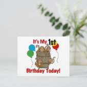 Deksel van apen 1e verjaardag briefkaart (Staand voorkant)