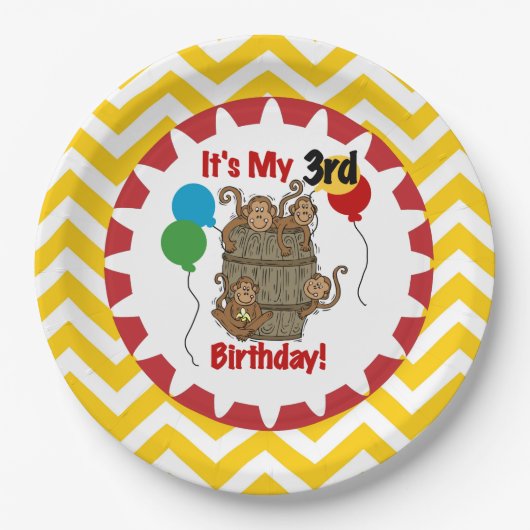 Deksel van apen 3e Borden op basis van zeedagen Papieren Bordje (Voorkant)