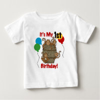 Deksel van apen, eerste verjaardag, T-shirts en ca