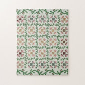 Deksel van de quilt in roze en groen legpuzzel (Verticaal)