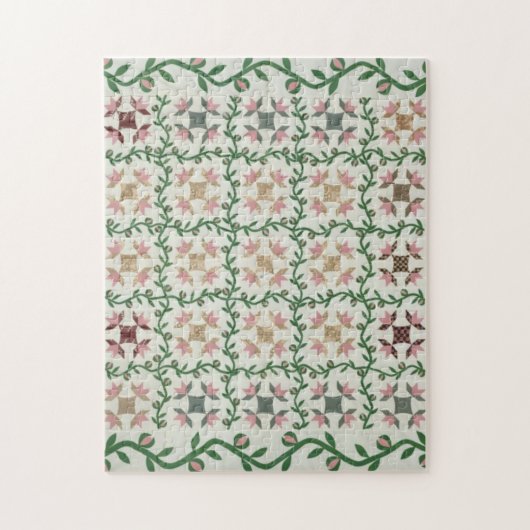 Deksel van de quilt in roze en groen legpuzzel (Verticaal)