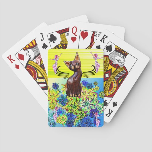 Deksel van de speelkaart Fairy Kitten Floral Strip Pokerkaarten (Achterkant)