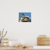 Deksel van een broodrooster met een vogel poster (Keuken)