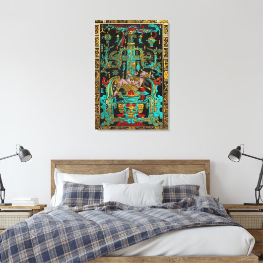 Deksel van Grote Graf van Pakal - Palenque Astrona Canvas Afdruk (Insitu (Slaapkamer))