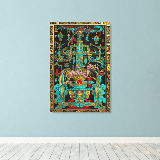 Deksel van Grote Graf van Pakal - Palenque Astrona Canvas Afdruk (Insitu (Houten vloer))