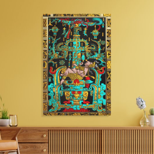 Deksel van Grote Graf van Pakal - Palenque Astrona Canvas Afdruk (Insitu (Woonkamer))