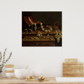 Deksel van juwelen op tafel poster (Keuken)