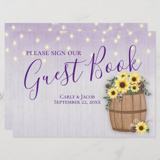 Deksel van zonnebloemen Gastteken (Voorkant / Achterkant)