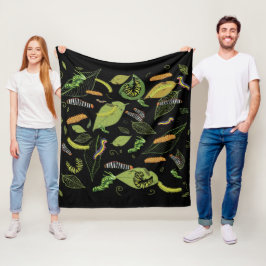 Dekselaar en bladeren, prachtige tuinkunst fleece deken