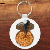 Dekte bonen in blik met spon sleutelhanger (Voorkant)