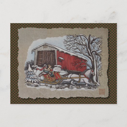 Dekte brug & Sleigh Briefkaart (Voorkant)
