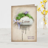 Dektekst van de trouwpartij, gekarteld in steen kaart (Gele Bloem)