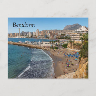 Del Malpas Beach, Benidorm, Costa Blanca, Spanje Feestdagenkaart