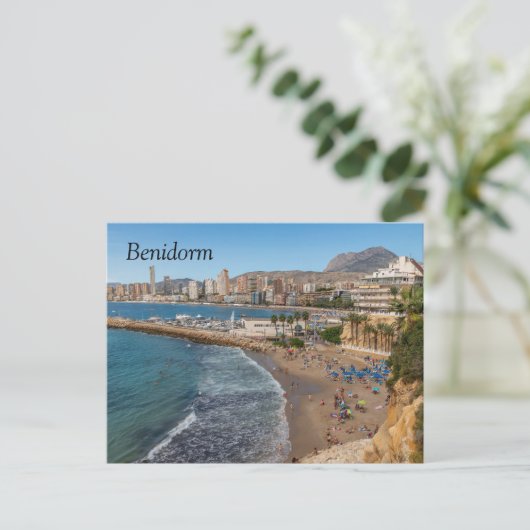 Del Malpas Beach, Benidorm, Costa Blanca, Spanje Feestdagenkaart (Staand voorkant)
