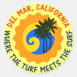 Del Mar, Californië waar de Turf aan het Surf vold Ronde Sticker
