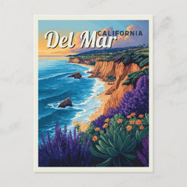 Del Mar  strand van Californië - San Diego Briefkaart