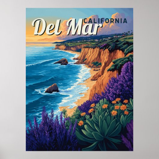 Del Mar  strand van Californië - San Diego Poster (Voorkant)