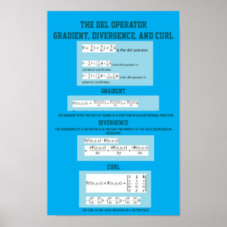 Del Operator: Gradiënt, Divergentie en Rotatie Poster