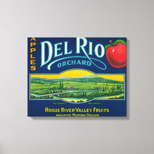 Del Rio Apple Crate LabelMedford, OF Canvas Afdruk (Voorkant)