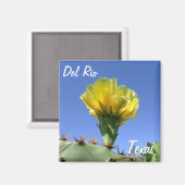 Del Rio Texas souvenirs gele cactus bloem. Magneet (Voorkant / Achterkant)
