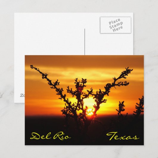Del Rio Texas Sunset Briefkaart (Voorkant / Achterkant)